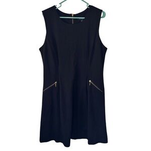 Sharagano Black Knee Length Dress with Zippered Pockets
